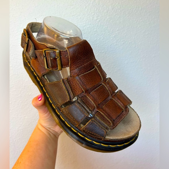 RARE Vintage Dr Martens Fisherman Sandals 90s  Brown Leather Chunky size 9 - Picture 5 of 15